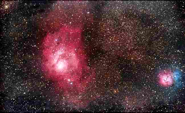 Lagoon and Trifid Nebula by Jim Brownfield